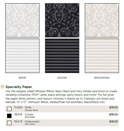 Bride Groom Bridesmaid Specialty Paper